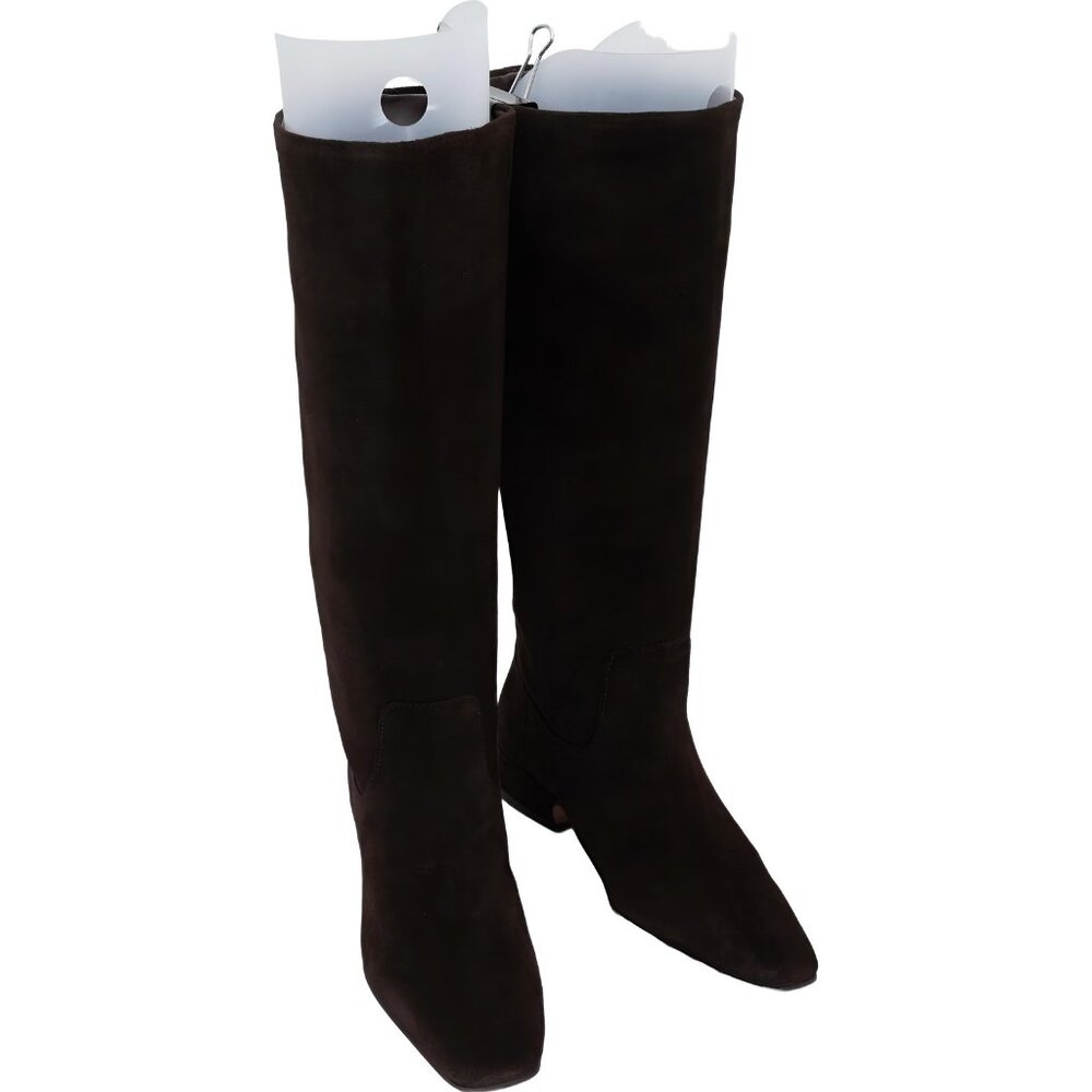 Steve Madden Dantelle Square-Toe Knee-High Boots Brown Suede Women's US 6M